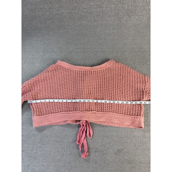 Free People Maybe Baby Sweater Heavy Knit Oversized Crop Rose Size XS - Picture 8 of 8